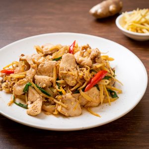 Stir Fried Chicken Dice With Ginger & Spring Onions 姜葱鸡丁
